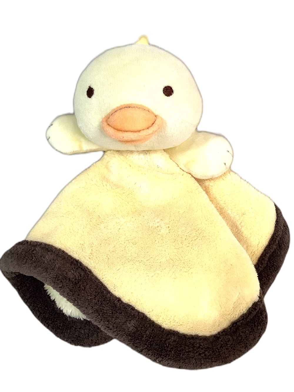 Cuddle Time Yellow Duck Plush Lovey with Brown Trim